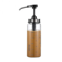 (300ML, Black) Sauce Syrup Dispenser Bottle Glass Olive Oil Dispenser Wide Neck Pressure Pump Head Kitchen