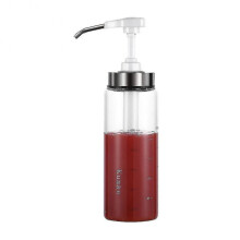 (300ML, White) Sauce Syrup Dispenser Bottle Glass Olive Oil Dispenser Wide Neck Pressure Pump Head Kitchen