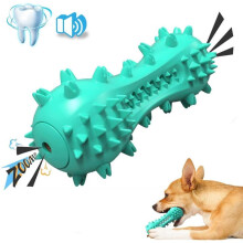 Dog Toothbrush, Interactive Chew Toy, Durable Natural Rubber Dog Toy with Squeaker, Teeth Cleaning a