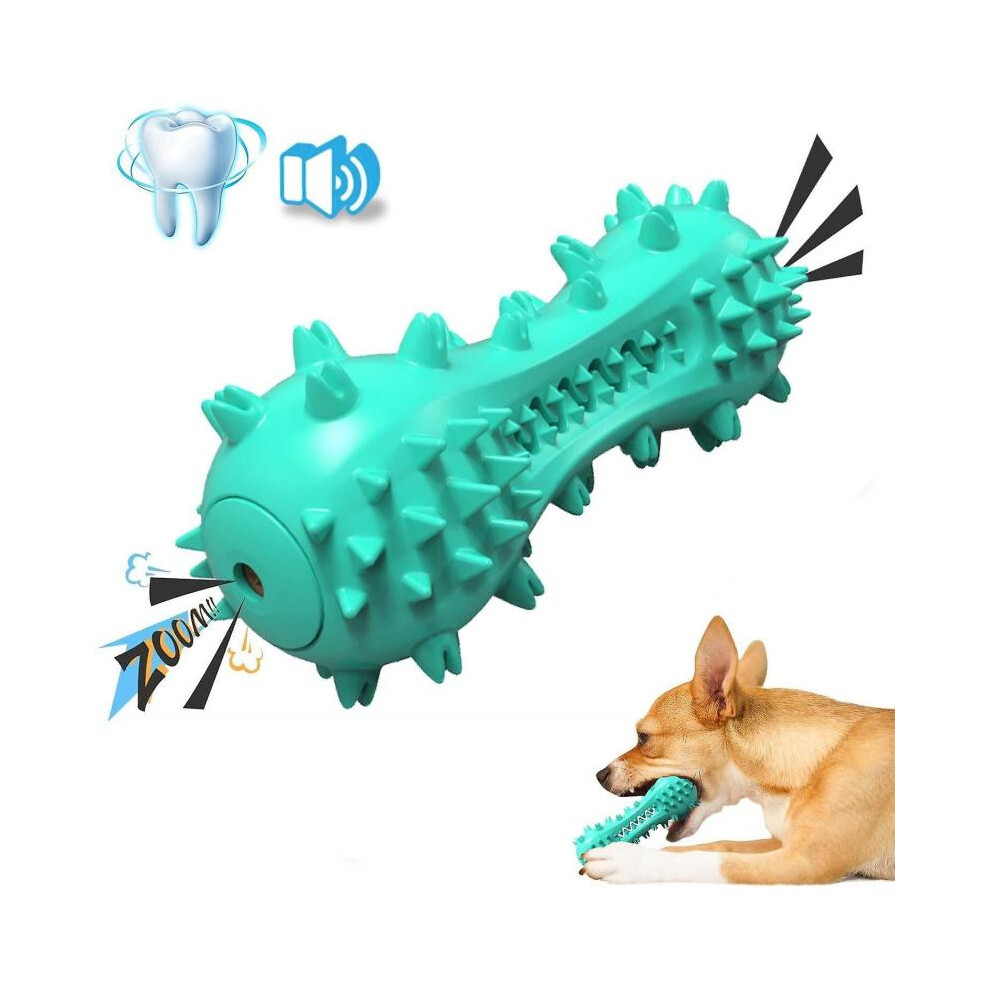 Dog Toothbrush, Interactive Chew Toy, Durable Natural Rubber Dog Toy with Squeaker, Teeth Cleaning a