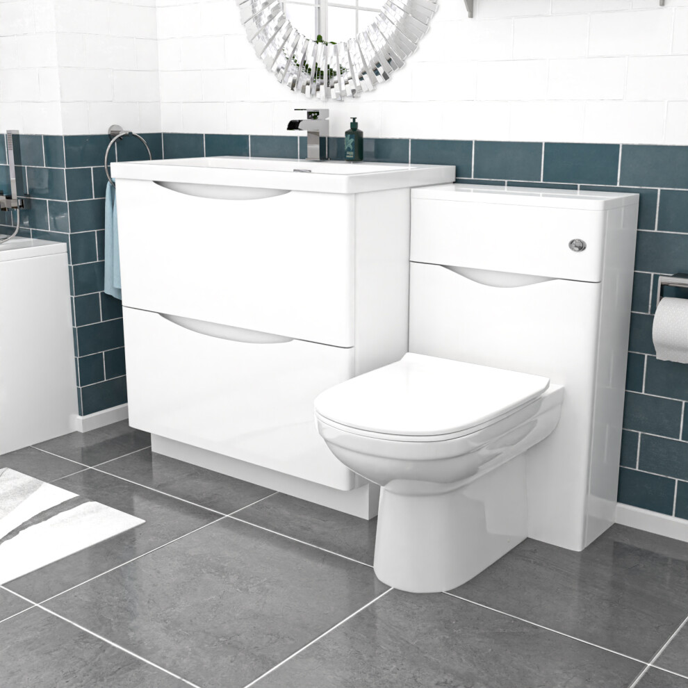 Nes Home White 800mm Drawers Basin Vanity, WC Unit and BTW Toilet