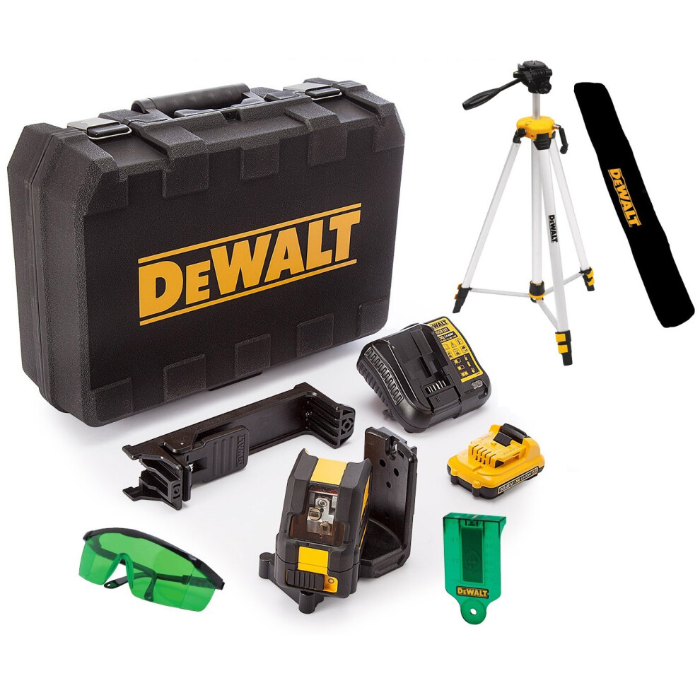 DeWalt DCE088D1G 12v Cross Line Green Laser Level Bracket + Tripod + Bag