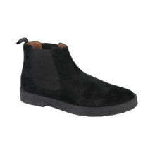 (UK Size 12, Black) Roamers M9524 Men's Real Suede Comfort Twin Gusset Chelsea Casual Ankle Boots