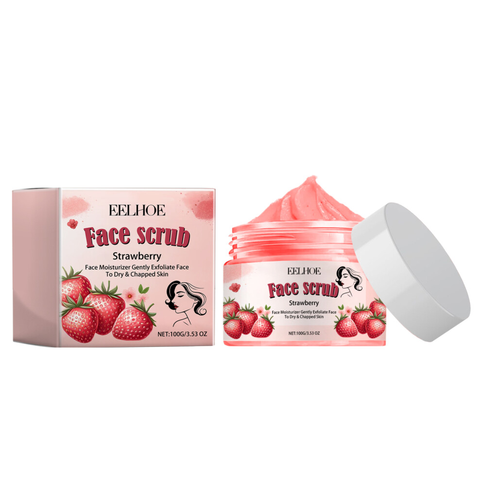 Gommage Visage Exfoliant Aux Huiles De Jojoba, De Noix De Coco Et D'avocat - Hydratant Et Parfumé à La Fraise, 100 G-image