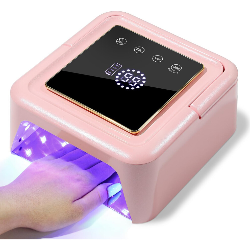 Chronus Light/Pink Cordless Nail Lamp - Uv For Gel Nails Drying Lamp With 4 Timers 72W Led Nail Fast Curing Nail Dryer
