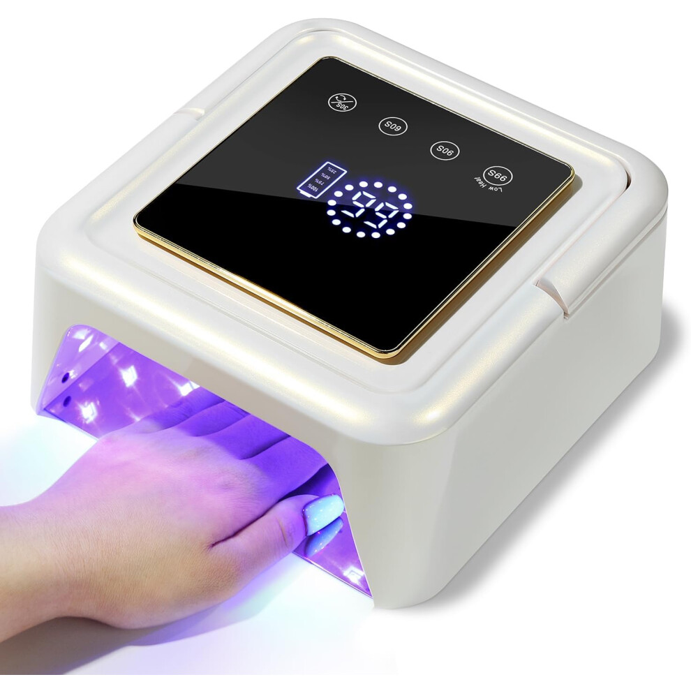 Cordless Nail Lamp - UV Light for Gel Nails Drying Lamp with 4 Timers 72W LED Nail Light Fast Curing Nail Dryer - white