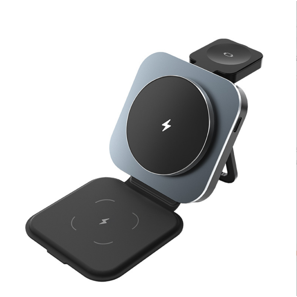 3 in 1 Wireless Charger for MagSafe, Magnetic Foldable Travel Fast Charging Station(Black)