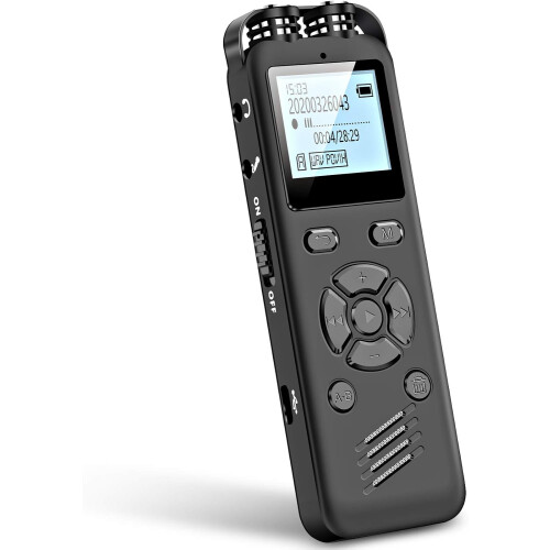 Digital Voice Recorder for Lectures Meetings with PLayback Support External Microphone-32GB (Black)