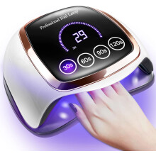 UV LED Nail Lamp, 180W Gel Polish, LCD Display, Auto Sensor, Professional Gel Curing Lamp - White
