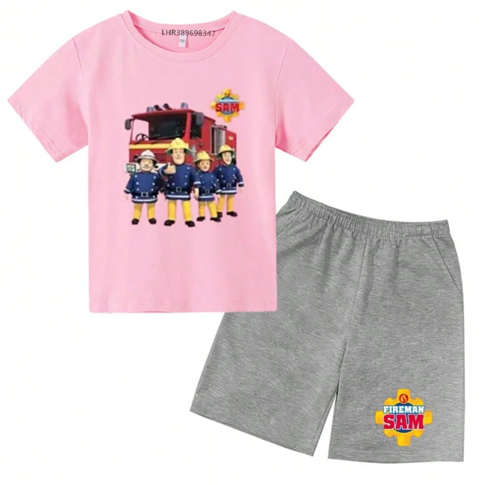 (Kids T-shirt-8, 110cm) Firefighter cartoon Children's red TShirts Girls Boys Set Cotton little girl Round Neck Short Sleeve Kids T-shirt Summer Cloth-image-OPC-PHM9TNH-NEW