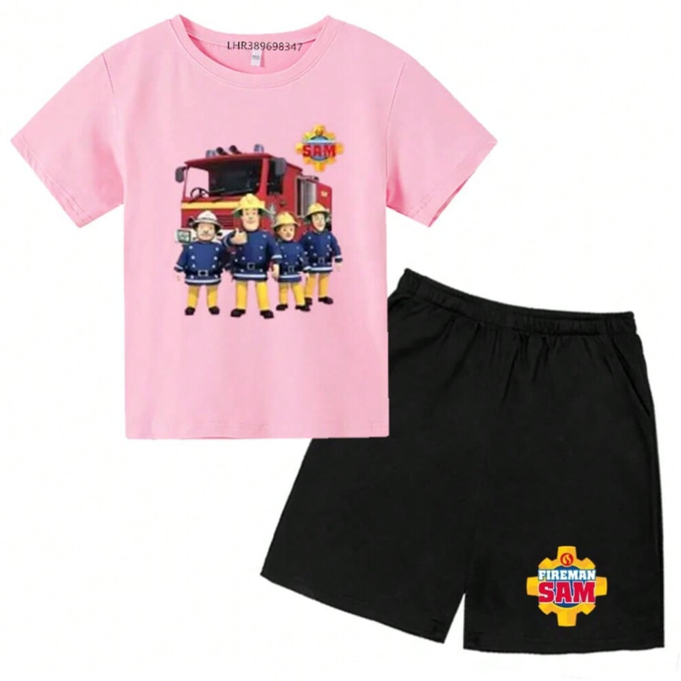 (Kids T-shirt-7, 110cm) Firefighter cartoon Children's red TShirts Girls Boys Set Cotton little girl Round Neck Short Sleeve Kids T-shirt Summer Cloth-image-OPC-PHM9TNV-NEW