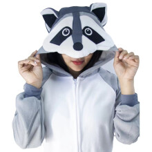 (S) Gray Raccoon Kigurumi Onesies Anime Cartoon Women Men Pajamas Halloween Christmas Cosplay Anime Full Body Pijama