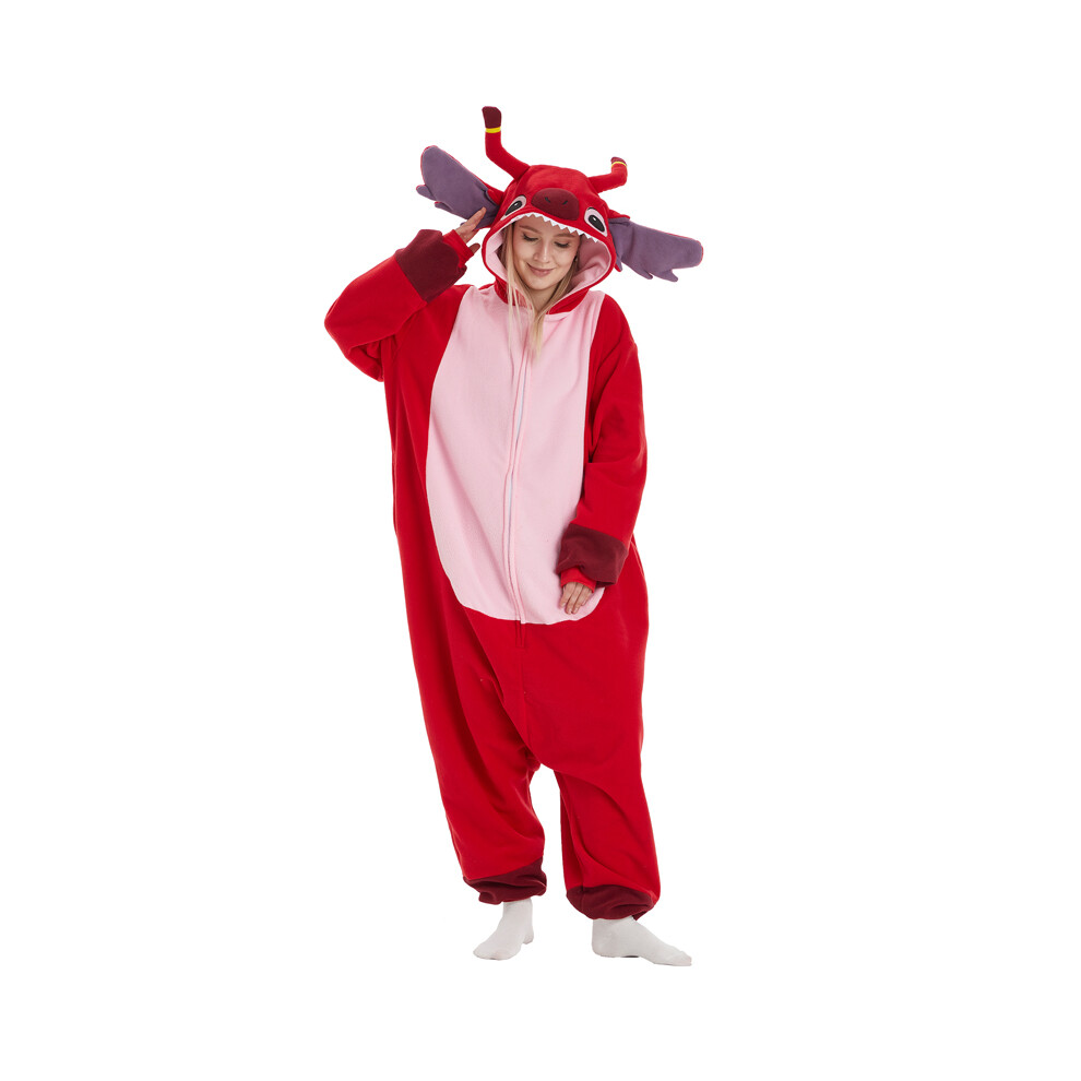 Xylfly (M) Animal Kigurumi Costume Halloween Onesie For Women Men Adult Pyjamas Cartoon Pajama Cosplay Party Homewear Christmas Red