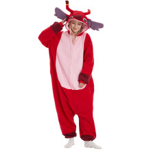 (XL) Animal Kigurumi Costume Halloween Onesie Red For Women Men Adult Pyjamas Cartoon Pajama Cosplay Party Homewear Christmas