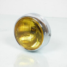 Ronde chromen optiek gele koplamp Ã140mm Guia voor bromfiets MBK 51 cyclo - MFPN: chroom Ã140mm