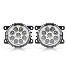 Luz antiniebla delantera redonda Fdit de 9 LED para coche, luces diurnas DRL para Ford Focus, color