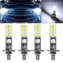 Paquete de 4 bombillas LED H1 de 6000 K, luz blanca pura, luz de carretera, luz de cruce, luz antiniebla