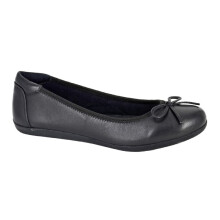 (UK Size 5, Black) Cipriata ERIA L764 Ladies Leather Comfort Bow Front Ballerina Office Formal Casual Shoes