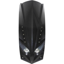 FARI ANTERIORI SCOOT ADATTABILI PEUGEOT 50 LUDIX NERO LUCIDO DOPPIA OTTICA CON LED BIANCHI PER