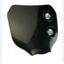 Tun'R zwarte tuning koplampplaat voor motorfiets 2 verticale halogeenoptiek