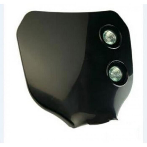 Tun'R black tuning headlight plate for motorcycle 2 vertical halogen optics