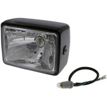 Rechthoekige koplamp, zijmontage, H4 12V, ABS, zwart, motorfiets