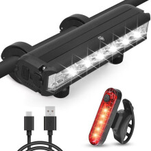 Kit luci LED per bici - Luce anteriore e posteriore per bici - Luce per bici ricaricabile tramite USB Type-C