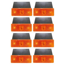 8X Orange LED Side Marker Lights with Bracket 12v for Truck Caravan Trailer Dump Truck Chassis