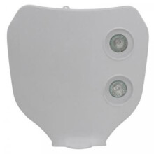 Witte koplampplaat met dubbele verticale halogeenoptiek Replay voor 50cc motorfiets met versnellingsbak
