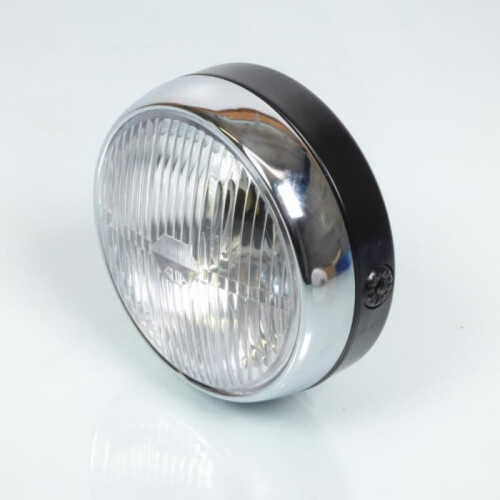Round front headlight for moped black GUIA Ã140 with cap and switch