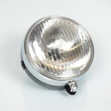 Faro anteriore rotondo nero con cornice cromata per ciclomotore MBK 51 Swing - MFPN: Gazelle P90-031 - P90-032-228105-1N