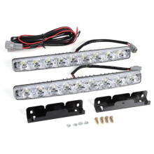 Luces LED blancas para coche MOO, tira larga de 9 LED, luces de circulación diurna DRL, luces antiniebla