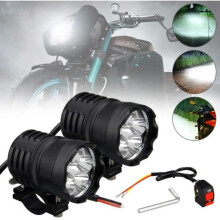 2 fari LED universali per moto da 60 W, 6 LED, fendinebbia, luce diurna, 12 V/24 V con interruttore