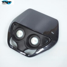 Piastra faro anteriore TNT carbon look 2 ottiche orizzontali per moto enduro cross 50cc con cambio