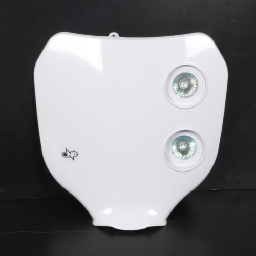 One white halogen double optic headlight plate for enduro cross motorcycle