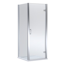Contemporary Bathroom Hinged Shower Door, Side Panel and Slip Resistant Shower Tray - 900 x 900mm, Chrome/White