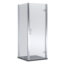 Contemporary Bathroom Hinged Shower Door, Side Panel and Shower Tray - 900 x 900mm, Chrome/Slate Grey