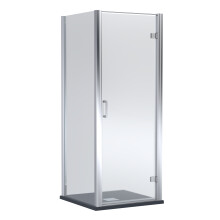 Contemporary Bathroom Hinged Shower Door, Side Panel and Slimline Shower Tray - 900 x 900mm, Chrome/Black