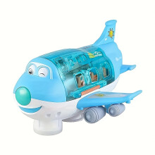 (Blue) [Interactive Airplane Toy] 360-Degree Rotation Interactive Electric Airplane Toy | Mixed Color Plastic Aircraft Model with Lighting