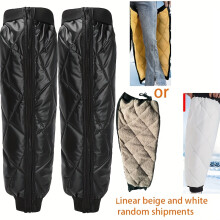 (1 Pair) Windproof Warm Unisex Winter Riding Gear | Knee Pads with Plush Lining, PU Fabric, Upgraded Hooks and Elastic Band