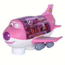 (Pink) [Interactive Airplane Toy] 360-Degree Rotation Interactive Electric Airplane Toy | Mixed Color Plastic Aircraft Model with Lighting