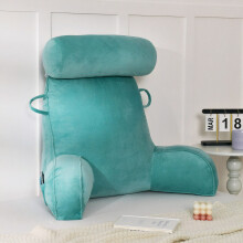 (Blue) 1pc Cozy Reading Pillow with Large Back Support & Armrests, Sofa-Style Bed Pillow for Reading, Machine Washable & Removable Cover