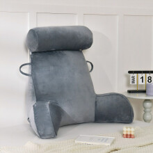 (grey) 1pc Cozy Reading Pillow with Large Back Support & Armrests, Sofa-Style Bed Pillow for Reading, Machine Washable & Removable Cover