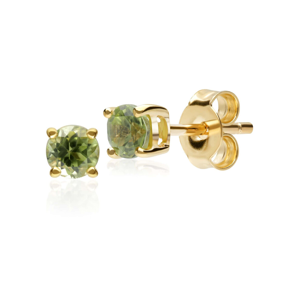 Boucles d'oreilles à tige classiques en or jaune 9 carats avec péridot rond de 3,5 mm