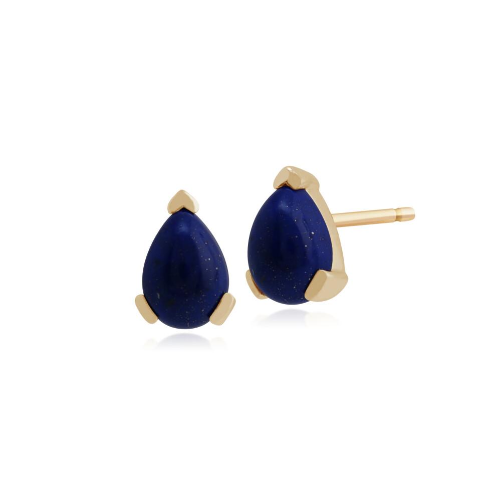 Boucles d'oreilles à tige classiques en or jaune 9 carats avec lapis-lazuli en forme de poire