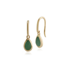 Classic Green Jade Bezel Set Drop Earrings in 9ct Yellow Gold