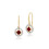 Classic Square Ruby & Diamond Halo Drop Earrings in 9ct Yellow Gold 1