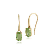Klassische ovale Peridot-Ohrhänger in Krappenfassung, Gelbgold 9 Karat