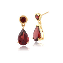 Classic Pear Garnet Drop Earrings in 9ct Yellow Gold