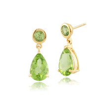 Classic Pear Peridot Drop Earrings in 9ct Yellow Gold